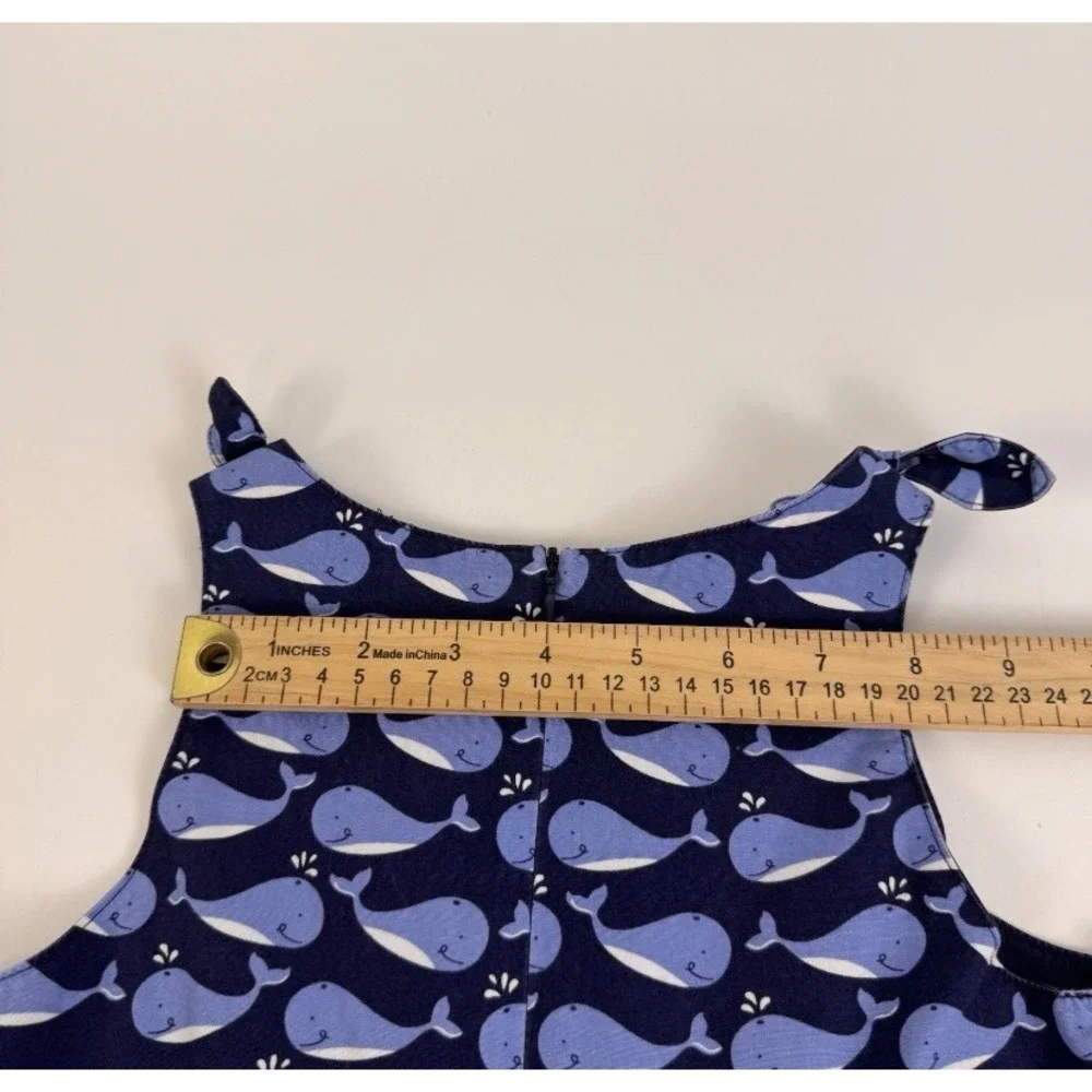 Gymboree Whale Print Dress Girls Size 5 Navy Blue Cotton Sleeveless Vintage 2003